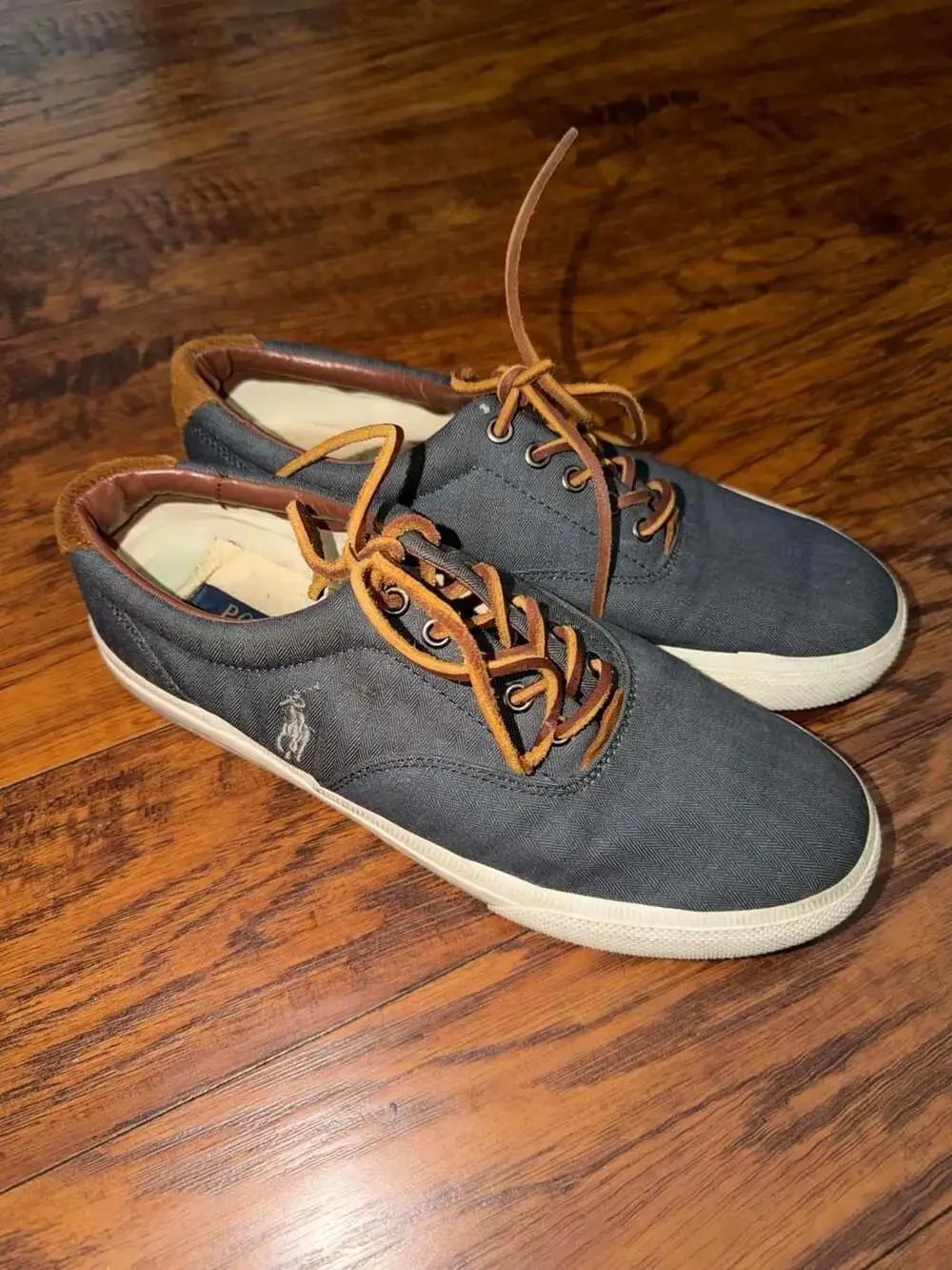 Polo Ralph Lauren Vaughn Herringbone Canvas Sneakers with Leather Details